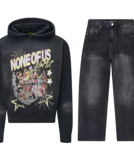 Black NOFS Vintage Hoodie and Jean Tracksuit